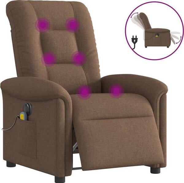 VidaXL Elektrické masážní polohovací křeslo textil [3303248] Barva: Hnědá