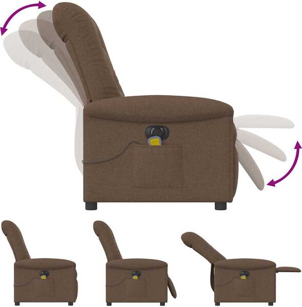 VidaXL Elektrické masážní polohovací křeslo textil [3303248] Barva: Hnědá