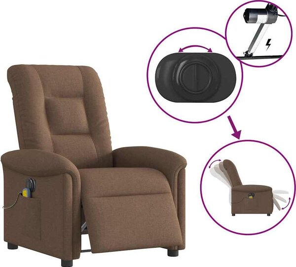 VidaXL Elektrické masážní polohovací křeslo textil [3303248] Barva: Hnědá
