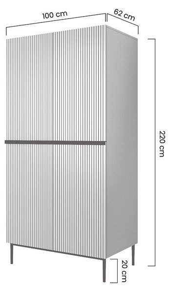 Skříň Nicole 100 cm - bílý mat / zlaté nožky