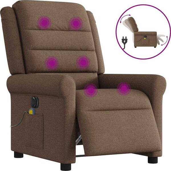 VidaXL Elektrické masážní polohovací křeslo textil [3303304] Barva: Hnědá