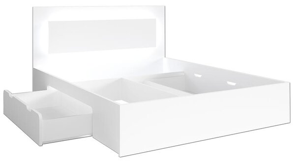 Manželská postel se šuplíky 180x200 DUITAMA - bílá + LED osvětlení ZDARMA