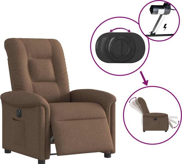 VidaXL Elektrické polohovací křeslo textil [3303238] Barva: tmavě hnědá