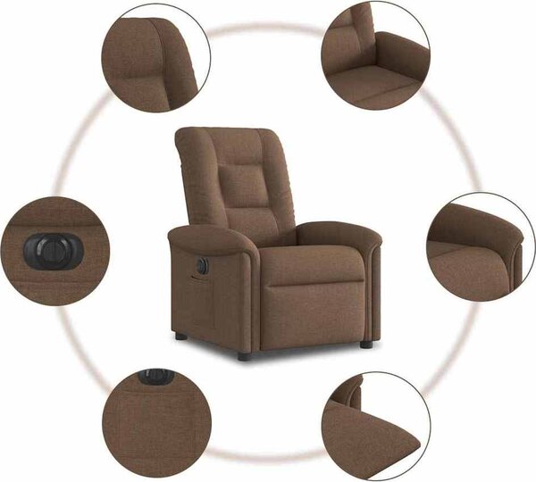 VidaXL Elektrické polohovací křeslo textil [3303238] Barva: tmavě hnědá