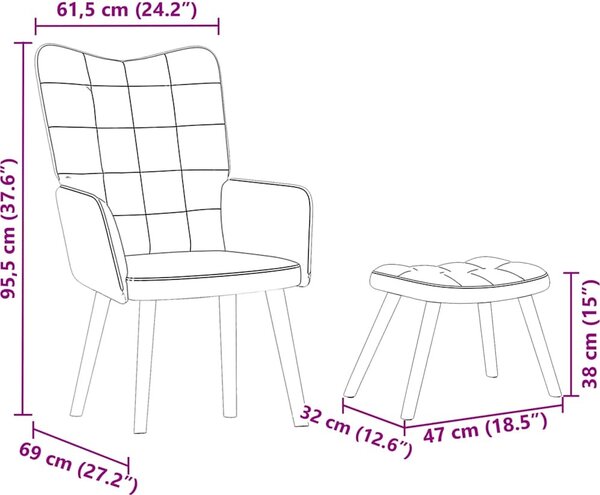 VidaXL Relaxační křeslo s taburetkou sametové [4016830] Barva: Tmavě zelená