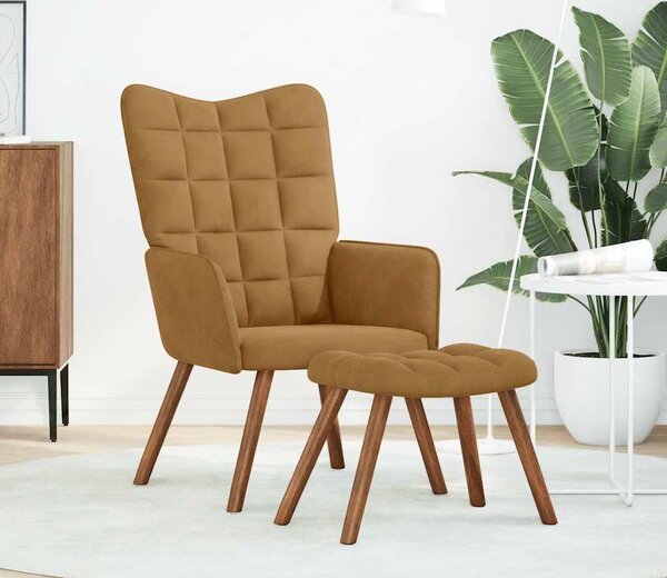 VidaXL Relaxační křeslo s taburetkou sametové [4016830] Barva: Tmavě zelená