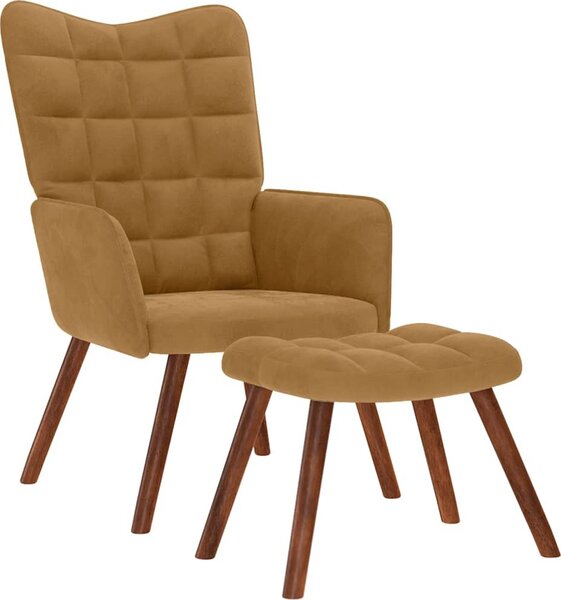 VidaXL Relaxační křeslo s taburetkou sametové [4016830] Barva: Tmavě zelená