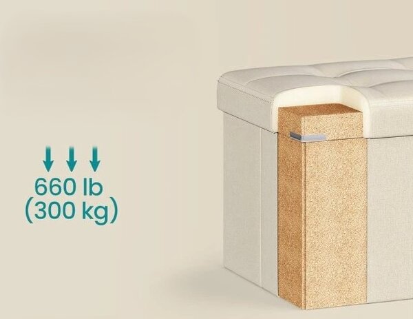 SONGMICS Taburet Soor s úložným prostorem světle béžový