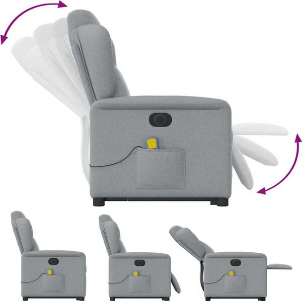 VidaXL Elektrické zvedací masážní polohovací křeslo textil [3303164] Barva: Tmavě šedá
