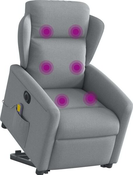 VidaXL Elektrické zvedací masážní polohovací křeslo textil [3303164] Barva: Tmavě šedá