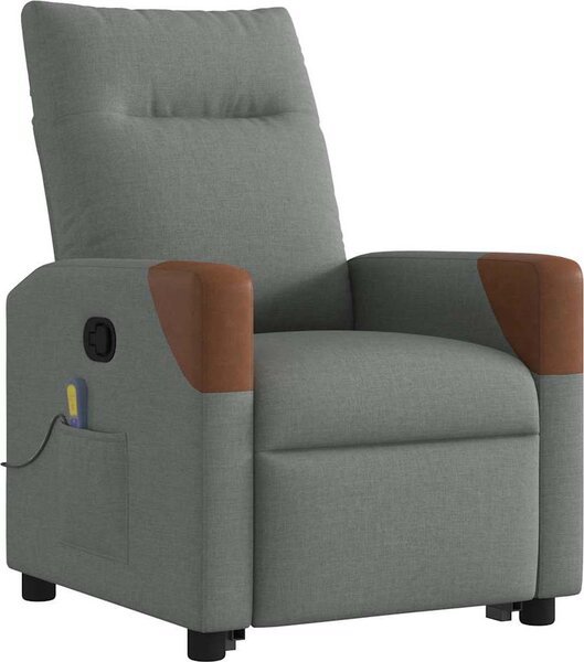 VidaXL Zvedací masážní polohovací křeslo textil [3324014] Barva: Tmavě šedá