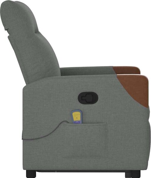 VidaXL Zvedací masážní polohovací křeslo textil [3324014] Barva: Tmavě šedá