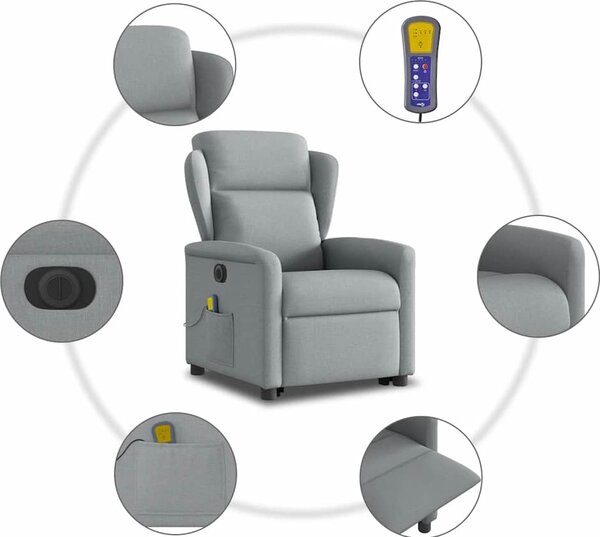 VidaXL Elektrické zvedací masážní polohovací křeslo textil [3303164] Barva: Tmavě šedá