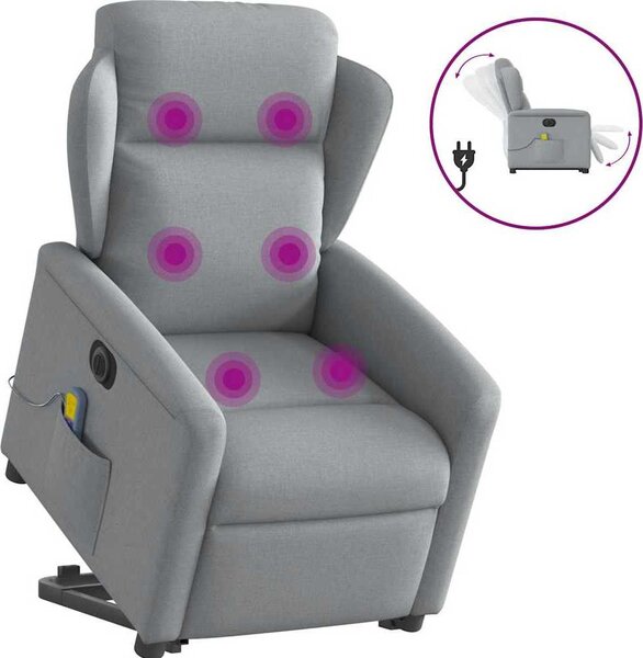VidaXL Elektrické zvedací masážní polohovací křeslo textil [3303164] Barva: Tmavě šedá