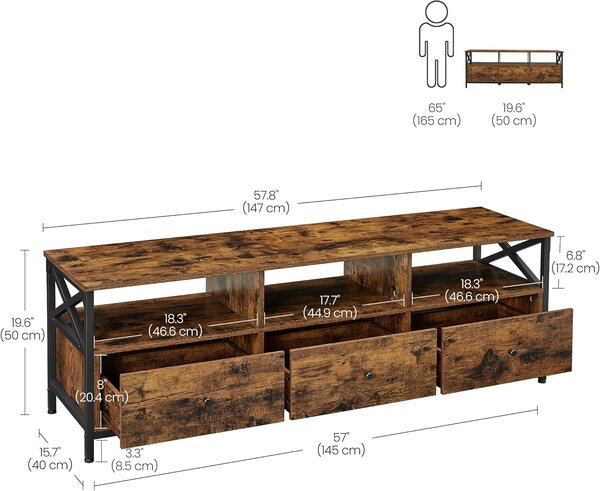 SONGMICS Televizní stolek Vasagle Nuros 147 cm hnědý/černý