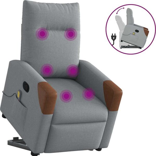 VidaXL Zvedací masážní polohovací křeslo textil [3324014] Barva: Tmavě šedá