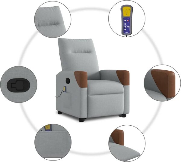 VidaXL Zvedací masážní polohovací křeslo textil [3324014] Barva: Tmavě šedá