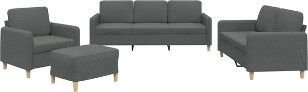 VidaXL 4dílná sedací souprava s poduškami textil [3202068] Barva: Tmavě šedá