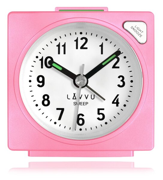 LAVVU Růžový budík SWEEP s plynulým chodem LAS3042