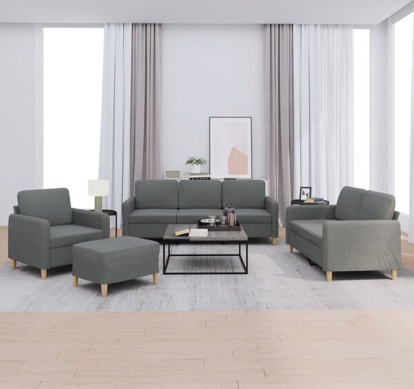 VidaXL 4dílná sedací souprava s poduškami textil [3202068] Barva: Tmavě šedá