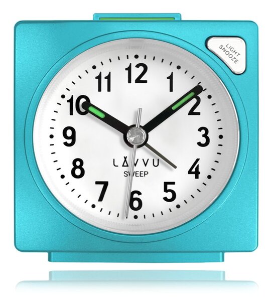 LAVVU Světle modrý budík SWEEP s plynulým chodem LAS3043
