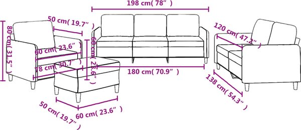 VidaXL 4dílná sedací souprava s poduškami textil [3202068] Barva: Tmavě šedá