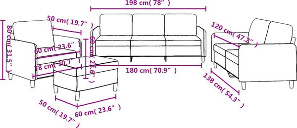 VidaXL 4dílná sedací souprava s poduškami textil [3202068] Barva: Tmavě šedá