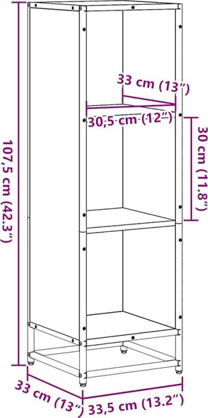 VidaXL Knihovna 33,5x33x107,5 cm kompozitní dřevo [849156] Barva: kouřový dub