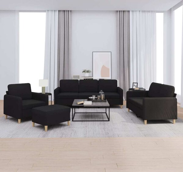 VidaXL 4dílná sedací souprava s poduškami textil [3202068] Barva: Tmavě šedá