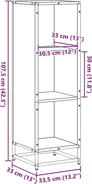VidaXL Knihovna 33,5x33x107,5 cm kompozitní dřevo [849156] Barva: kouřový dub