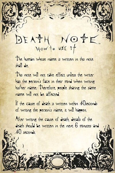Plakát, Obraz - Death Note - Rules, (61 x 91.5 cm)