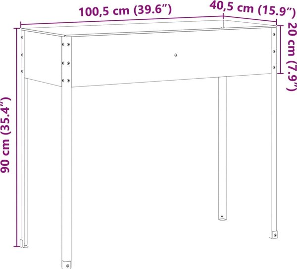 VidaXL Zahradní truhlík 100,5 x 40,5 x 90 cm povětrnostně odolná ocel [4008961]