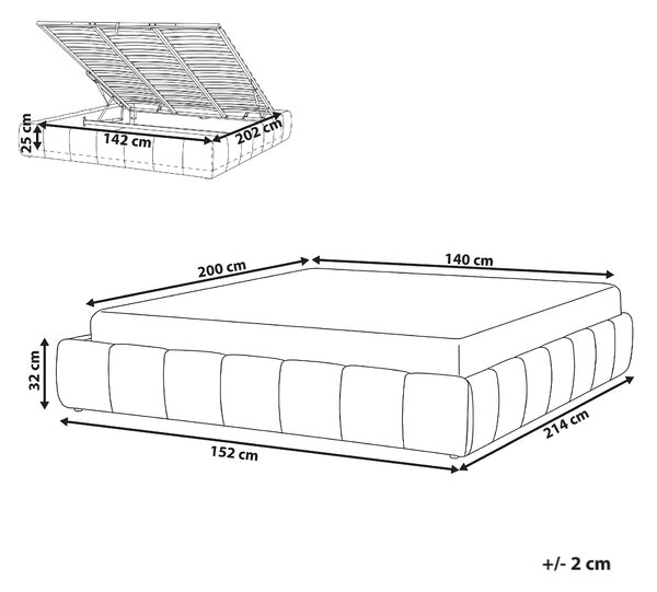 Postel s úložným prostorem bez čela Buklé GENAS 140 x 200 cm Krémově bílá