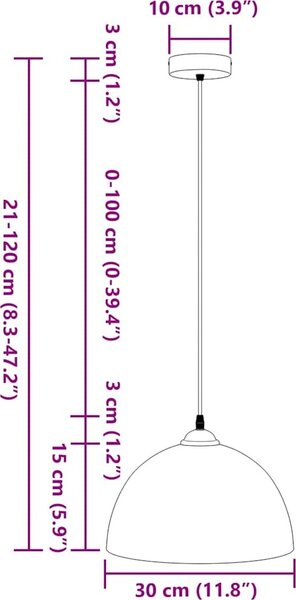 VidaXL Závěsná svítidla 2 ks výškově nastavitelná E27 Ø30 cm [4103451] Barva: Černá