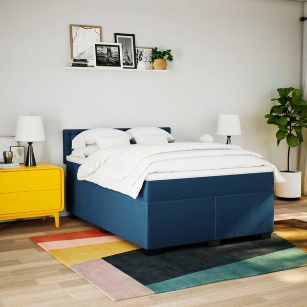 VidaXL Box spring postel s matrací 160x200 cm textil [3288254] Barva: Modrá