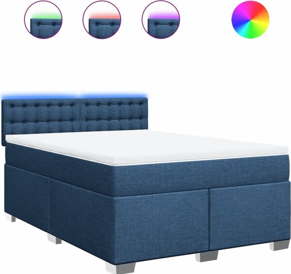 VidaXL Box spring postel s matrací 160x200 cm textil [3288254] Barva: Modrá