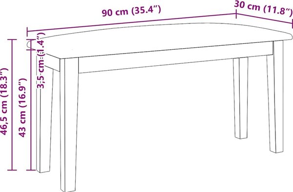 VidaXL Lavice 90 cm z masivního dřeva s gumou [4102595] Barva: Bílo-šedá