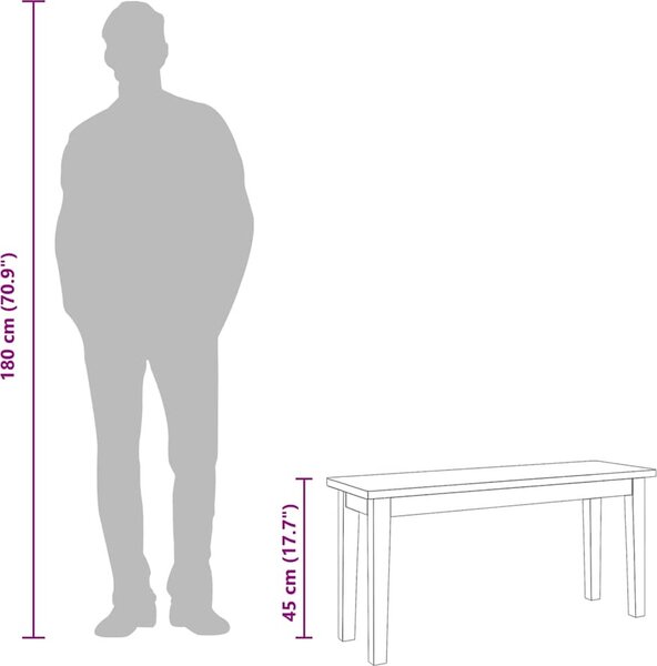 VidaXL Lavice 90 cm z masivního dřeva s gumou [4102595] Barva: Bílo-šedá