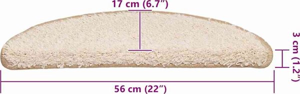 VidaXL Schodové rohože 20 ks 56 x 17 x 3 cm , půlkulaté [3365841] Barva: Béžová