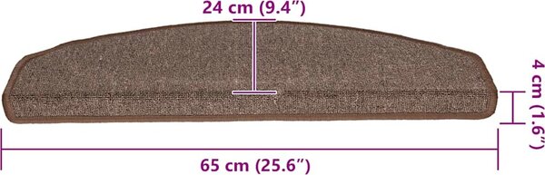 VidaXL Schodové rohože 20 ks 65 x 24 x 4 cm , půlkulaté, velké [3365793] Barva: kávová hnědá