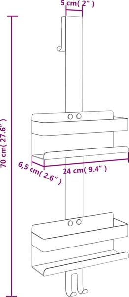 VidaXL Závěsný sprchový držák matně kartáčovaná nerezová ocel304 [4004904] Barva: Černá