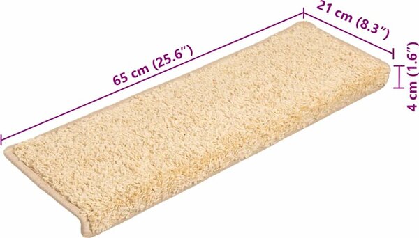 VidaXL Schodové rohože 20 ks 65 x 21 x 4 cm s obdélníkovým okrajem [3365857] Barva: krémová