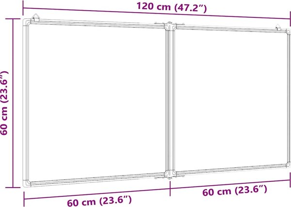VidaXL Magnetická tabule rozkládací 120 x 60 x 1,7 cm hliník [4005355]