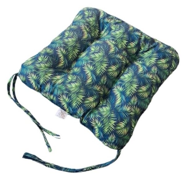 Voděodolný podsedák na židli foukaný se šňůrkou - Zelené palmové listy - sada 4 ks - 40 x 40 cm - 4 ks