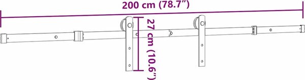 VidaXL Sada příslušenství pro posuvné dveře 200 cm ocelová černá [4009713]
