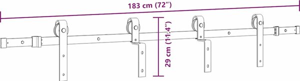 VidaXL Sada příslušenství pro posuvné dveře 183 cm ocelová černá [4009736]
