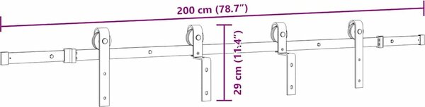 VidaXL Sada příslušenství pro posuvné dveře 200 cm ocelová černá [4009737]