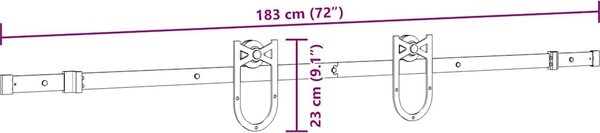 VidaXL Sada příslušenství pro posuvné dveře 183 cm ocelová černá [4009732]