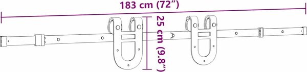VidaXL Sada příslušenství pro posuvné dveře 183 cm ocelová černá [4009720]