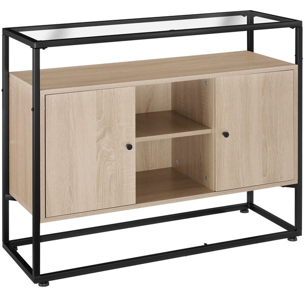 Tectake Komoda Oldham 100x38x80,5cm - Industrial světlé dřevo, dub Sonoma